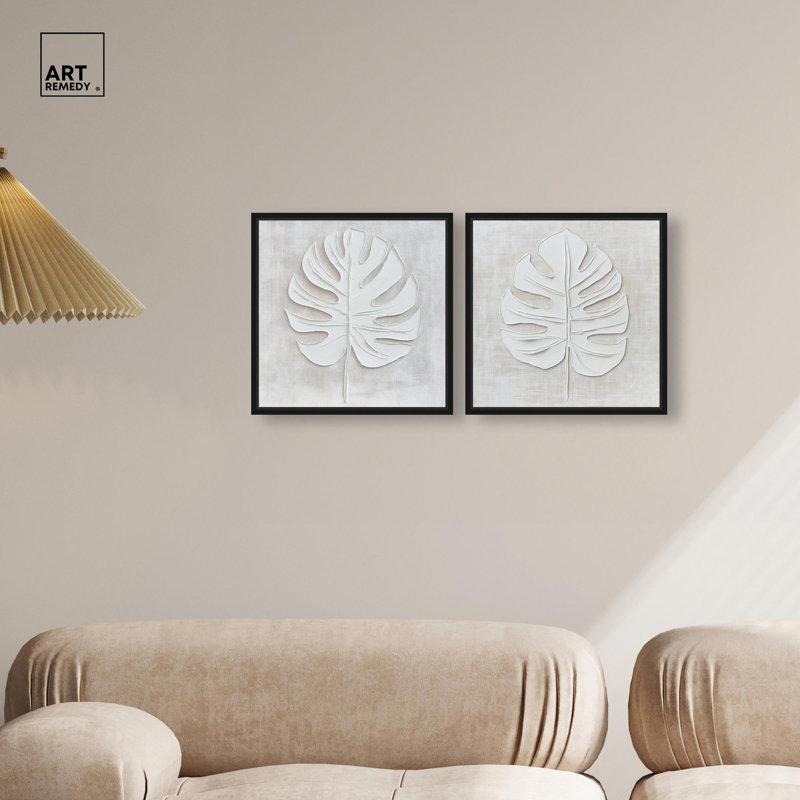 "Luxe Botanicals", ensemble de 2 reproductions d'art sur toile par , H 13 po x l 13 po, Noir