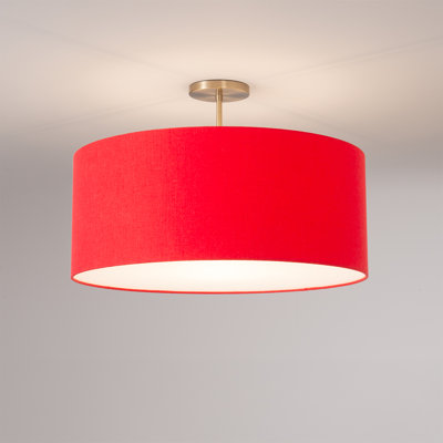 Plafonnier extensible semi-encastré, rouge cramoisi, laiton vieilli