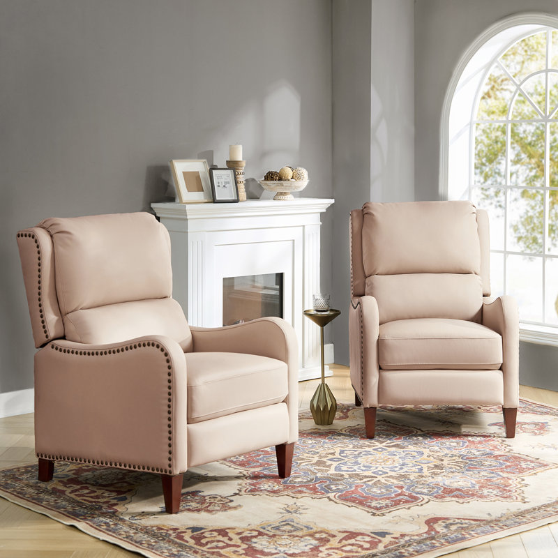 Fauteuil inclinable en cuir Beecher 28,75 po, Cuir pleine fleur rose