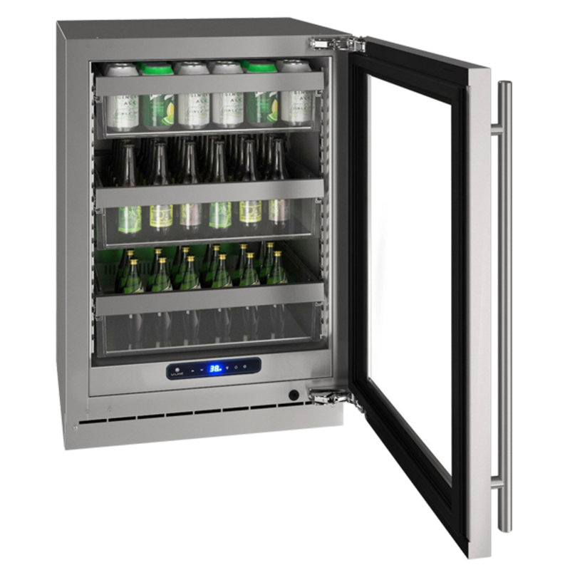 U-Line 24"W. 5 Class Compact Refrigerator - Stainless Steel Frame with Glass