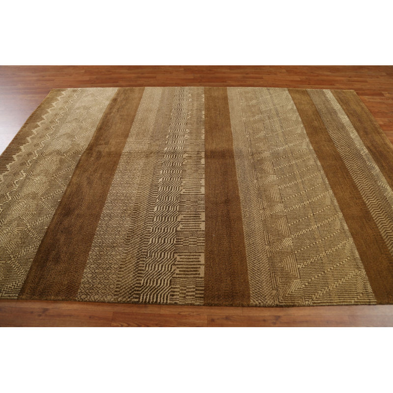 One-of-a-Kind 6'1" x 9' New Age Rectangle Wool Area Rug in Brown