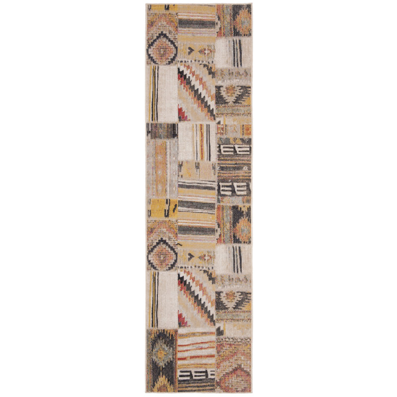 Oriana Hooked Indoor/Outdoor Taupe/Grey Rug, Runner 69 x 244 cm