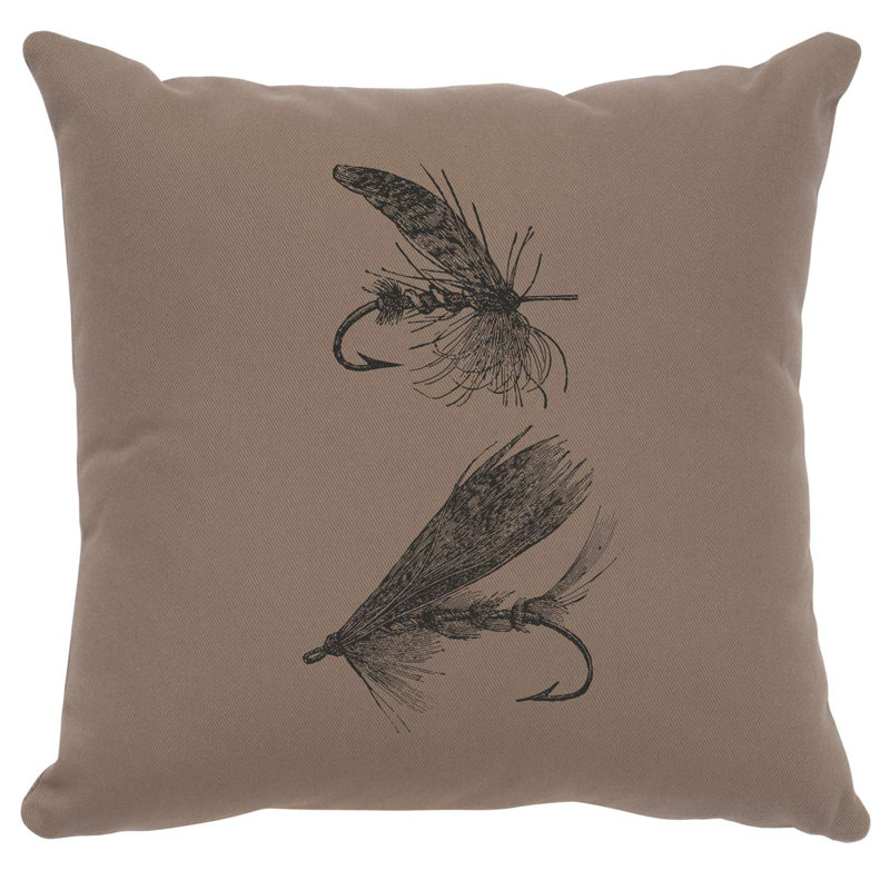 Coussin Wooded River Image - Mouches - Coton chrome, Gris
