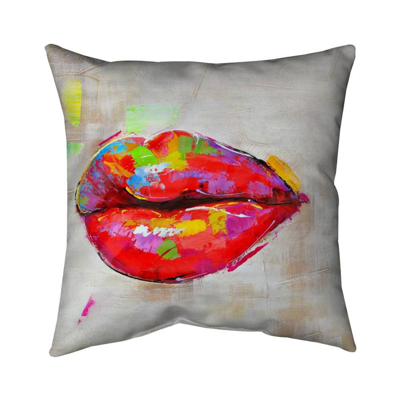 Colorful lips - 16"x16" Throw pillow cover - Poly twill - Print on demand, 16"H x 16"W