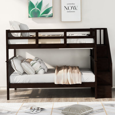 Stairwayover- Bunk Bed With Storage And Guard Rail  Bedroomdorm OLD SKU:LPAAP