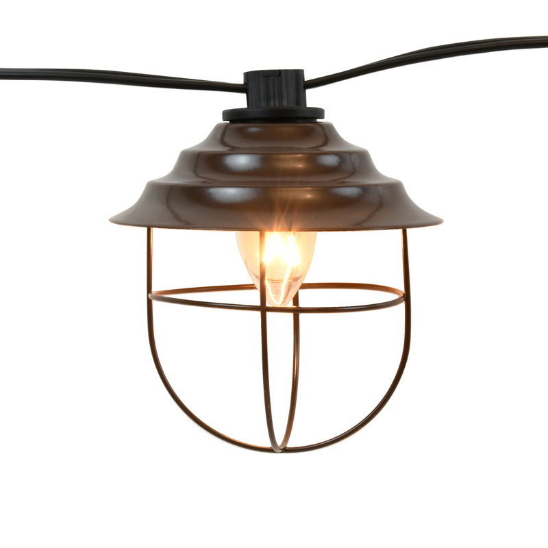 Kennell Electric Café String Lights with 10 Bronze Metal Shades