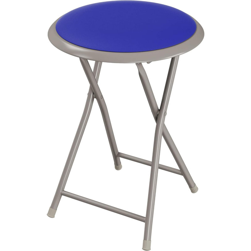 Tabouret pliant - Tabouret sans dossier de 18 pouces d'une capacité de 225 lb pour la cuisine ou la salle de jeux - Tabourets de bar d'intérieur portatifs (bleu)