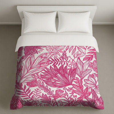 Pink Floral Line Art Duvet Covers