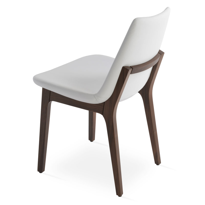 Chaise de salle à manger en bois Eiffel, Similicuir ppm blanc