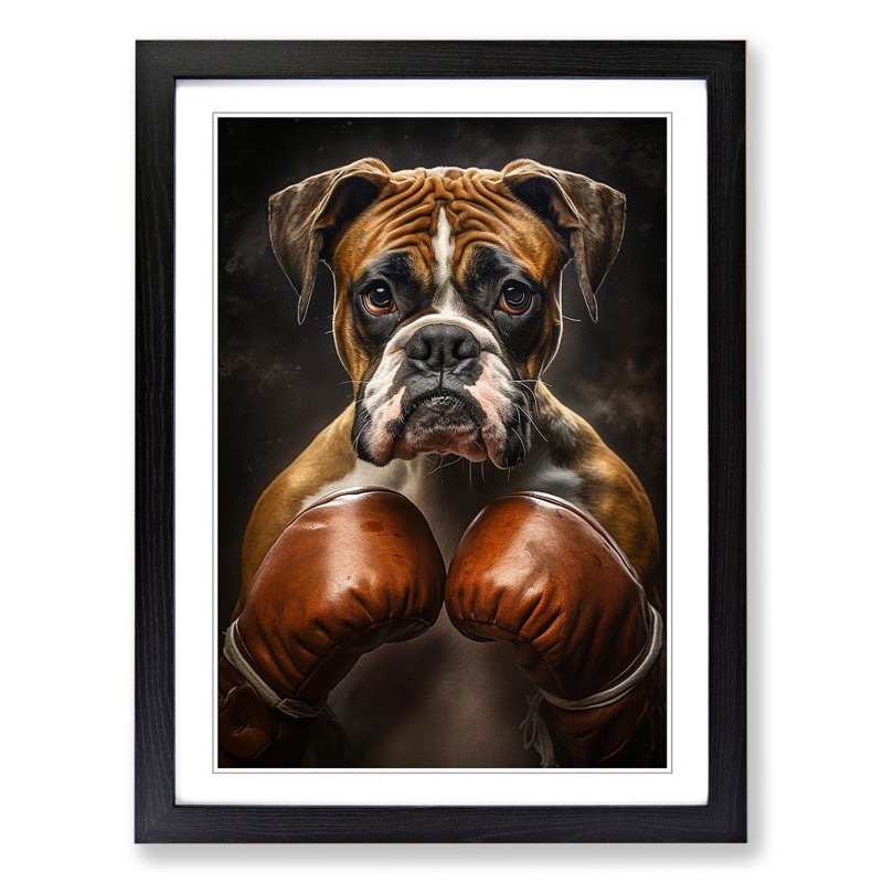 Boxer Dog Romanticism Art - Framed Print, Black Framed, 46cm H x 34cm W x 2cm D