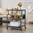3 Tier Large Printer Stand With Wheels Power Outlet Usb Port, Rolling Cart Printer Scanner Table With Storage Shelf For Home Office