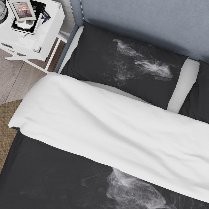 Cloud of Grey - Ensemble de housse de couette moderne en microfibre de polyester