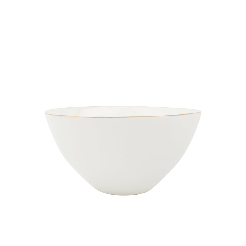 Abbesses 4 Piece Rice Bowl Set, White/Gold