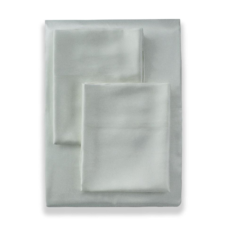 Charmeuse Silk Sheet Set, Queen Sheet Set with 2 Pillowcases, Frost