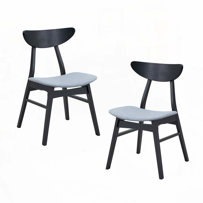 Wooden Frame Upholstered Dining Chairs set of 2, Gray, Oak