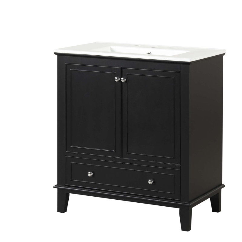 Meuble-lavabo multifonctionnel avec portes et tiroir 30 po