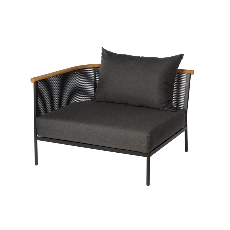 Chaise de patio d'angle avec coussin Dar, Anthracite, Suie, Gauche