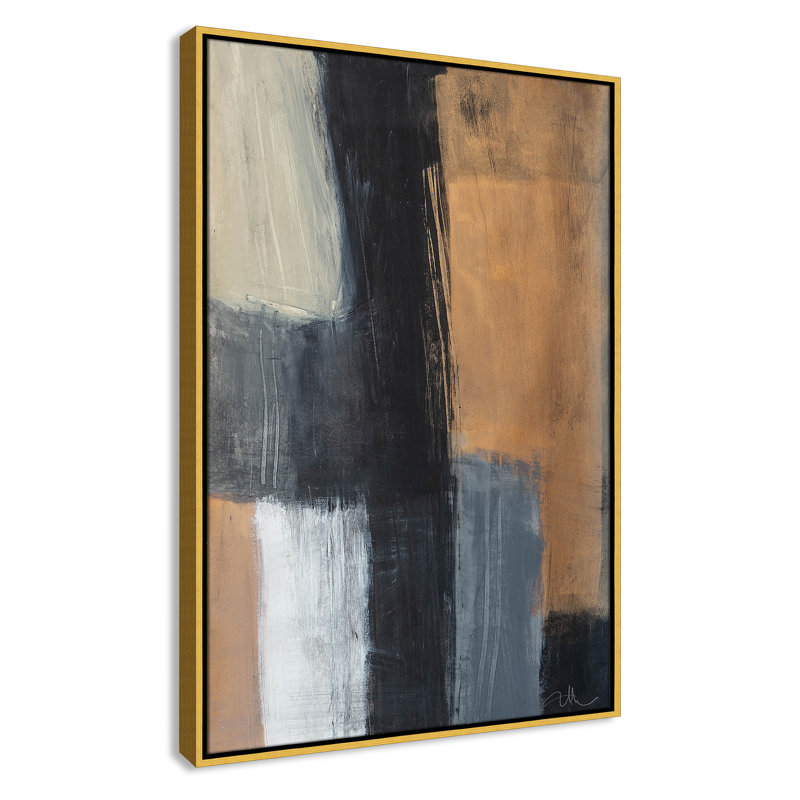 Calderon Karl Metallic Slate II par Print, Cadre flottant doré, Pas de tapis, H 37,5 po x l 25,5 po x P 2 po