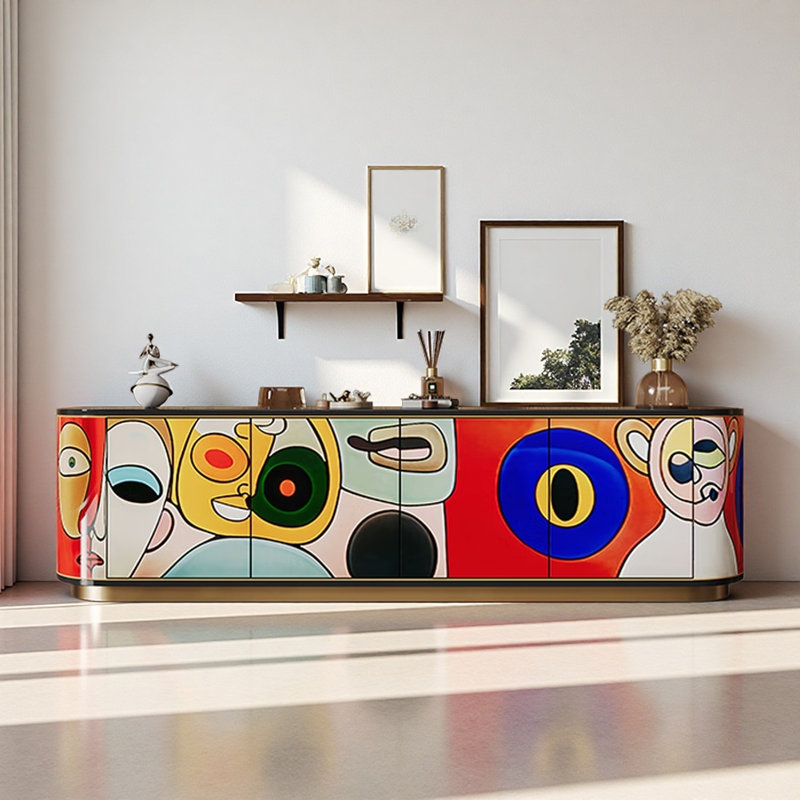 Meuble télé luxueux peint à la française