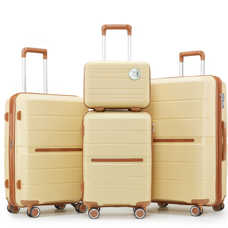 Ensembles de valises 4 pièces (14/20/24/28) Valise extensible légère et durable en PP