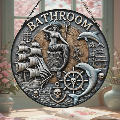 Panneaux de vitrail pour salle de bain Mermaid