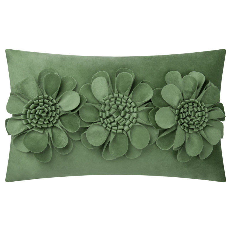  Sunflower Lumbar Rectangular Indoor/Outdoor Pillow Cover, Green