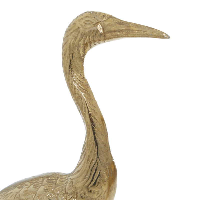 Simmonds Gold Aluminum Metal Flamingo Decorative Sculpture, Set of 2 15", 17"H