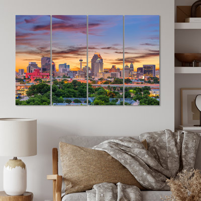 «San Antonio Downtown Texas II», reproduction sur toile 4 pièces