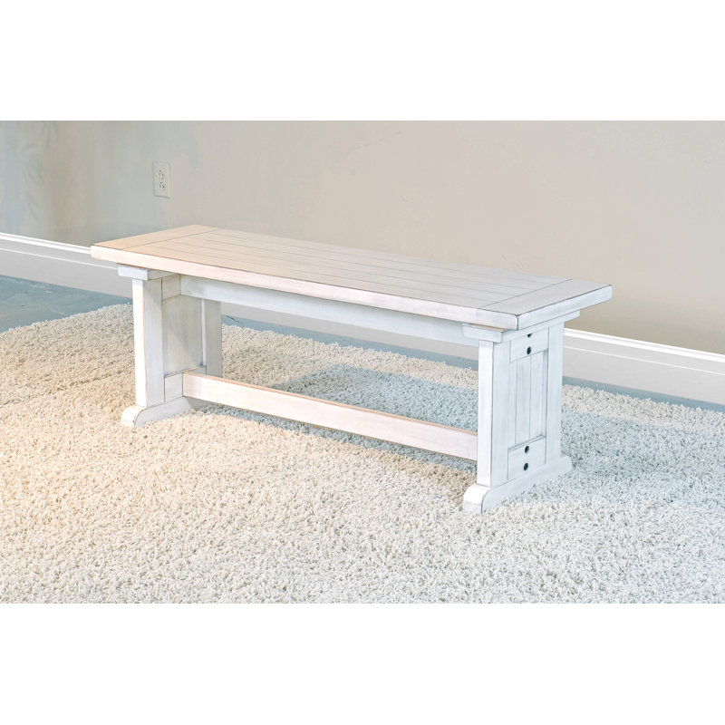 Edenbridge Wood Dining Side Bench, White Washed