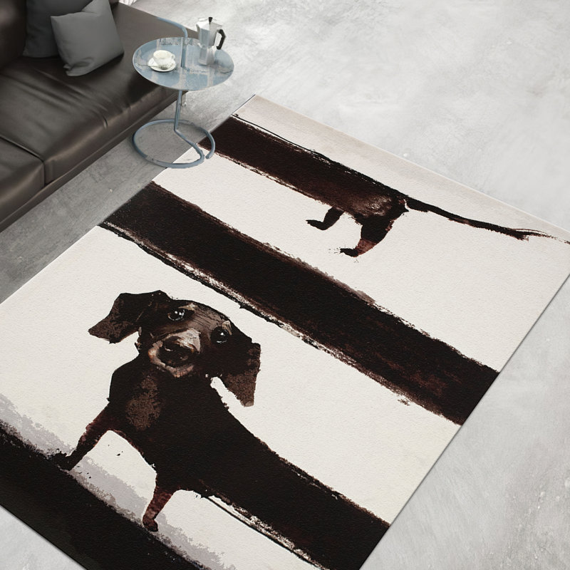 Abstract Art Inspired With Pile Soft Printed Rug Featuring Harmonious Blend of Bright Color Strokes Ideal for Adding Artistic Touch to Any Room