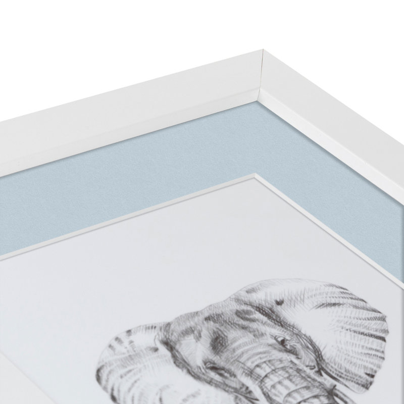 White and Baby Blue Matted Picture Frame with Satin Finish