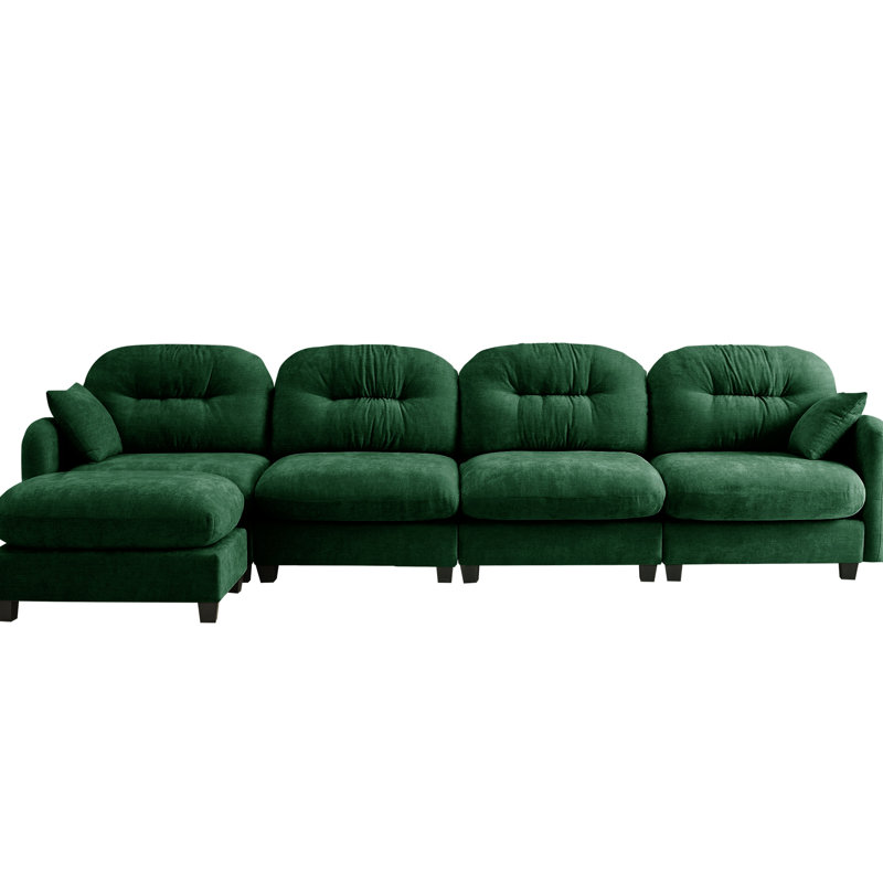 Canapé modulaire de 4 L avec chenille douce, design, courbe ergonomique et repose-pieds modulaire en chenille, assise, dossier,