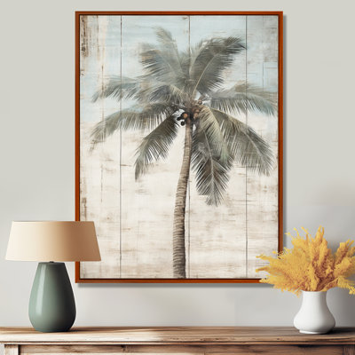 Tropical Palm Tree In Faded Retro Colors - Meadow Wall Art