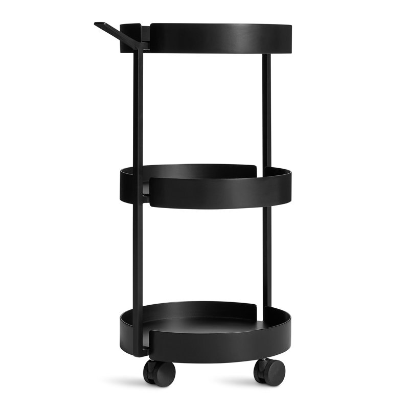 Scoots McGee Powder Coated Steel Bar Cart, Black, Black