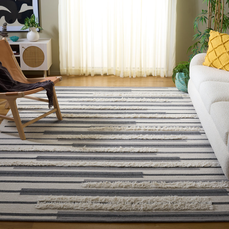 Tapis d'intérieur en laine et coton tissés à la main Kenya, Rectangulaire 8 pi x 10 pi
