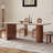6 - Person Beige+Nut-brown Rectangular Solid Wood Sintered Stone Tabletop Dining Table Set