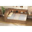 Lit de jour en bois pleine grandeur avec tablettes de rangement, USB, DEL et 2 tiroirs-892505461
