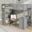 Lit mezzanine élégant avec échelle, tablettes et bureau-129858122