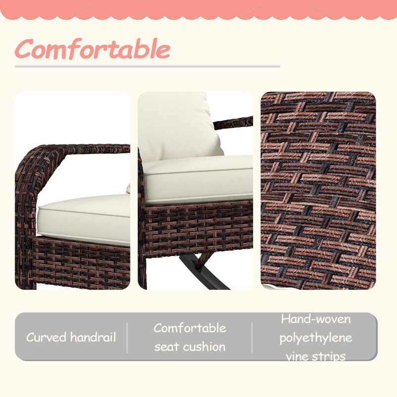 Adirondack Rocking Chair, Outdoor Wicker, High Back, Cushion And Pillow, Porch And Balcony