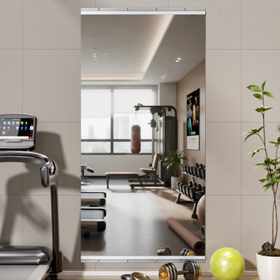 Premium Tempered Glass Full Length Mirror -  Oversized Rectangle Wall Mirror for Home Gym & Dance Studio - Crystal Clear Reflection