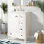 Meuble-lavabo compact en bois blanc avec lavabo en céramique, style moderne pour les salles de bain peu encombrantes