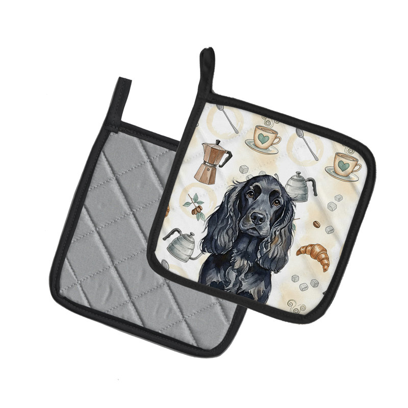 Paire de porte-casseroles noirs anglais Cocker Spaniel