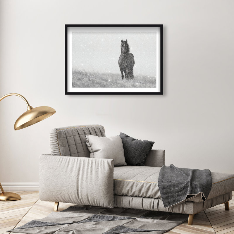 Lone Stallion I Print by Oliver Gal, 25.5" H x 37.5" W, Black Shadowbox
