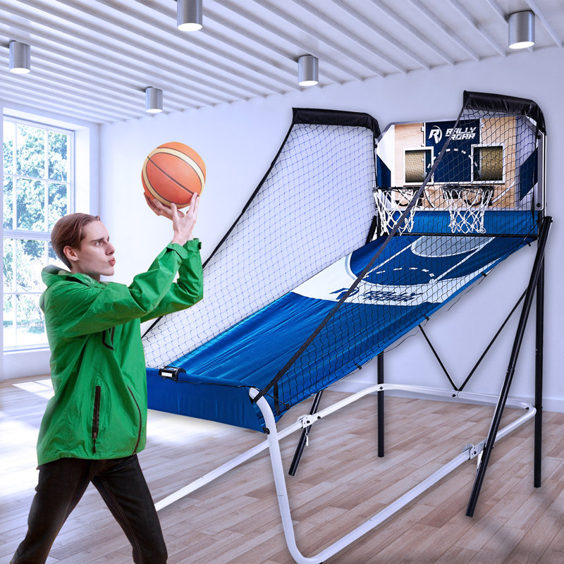 Lancaster Blue Foldable Steel Dual Basketball Game with LED Scoring