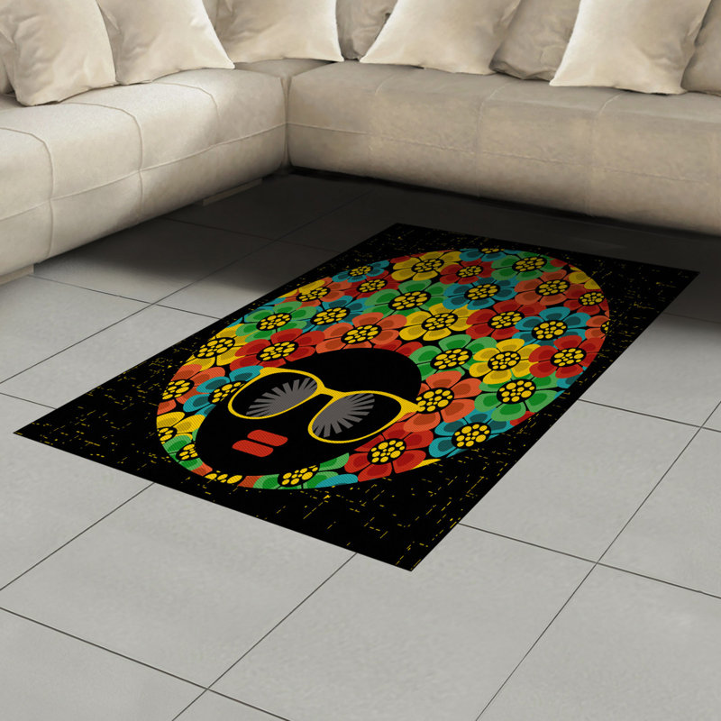 Retro High Density Long Fiber Poly Threads Decorative Area Rug Carpet, Rectangle 4' x 5'8"