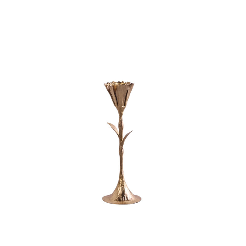 Bougeoir floral doré, moyen