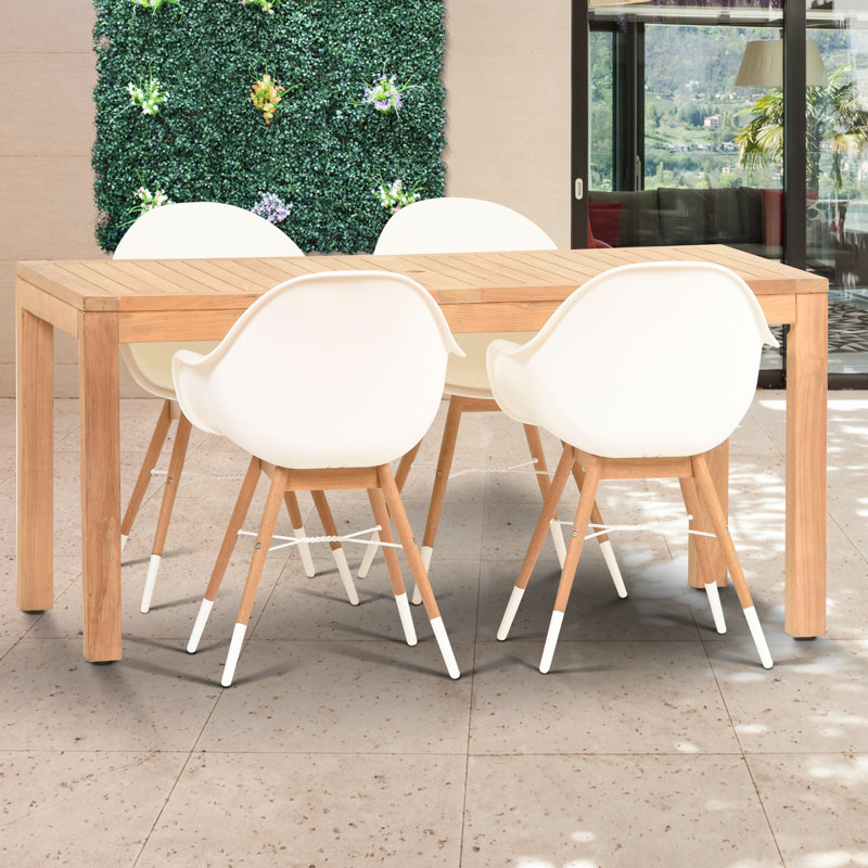 Anautica 4 - Person Wood Patio Dining Set with Rectangular Table