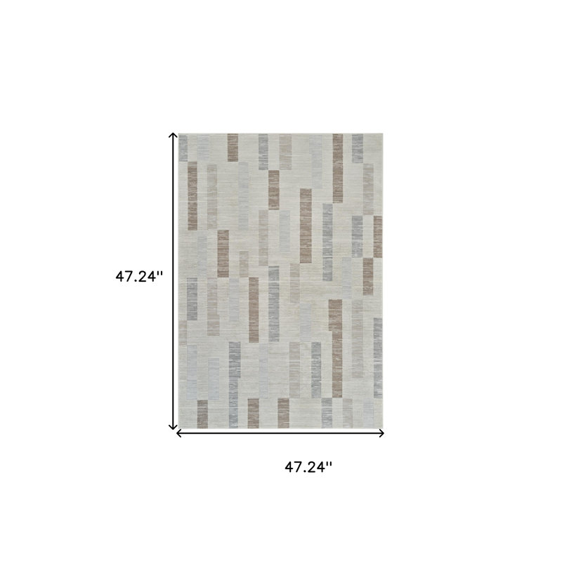 4' X 6' Beige and Brown Abstract Distressed Area Rug