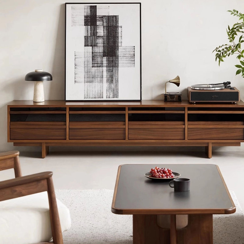 Modern Walnut TV Stand, 18.5"H x 70.86"L x 15.75"W