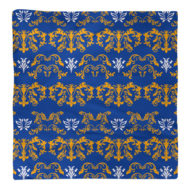 Damask Square Napkin, Gold/Blue/White, Polyester, 22" W x 22" L